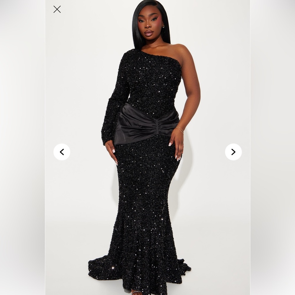 Elegant Black Sequin One-Shoulder Dress